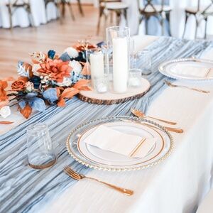 Ling’s Moments Russet Orange & Denim Blue Wedding Flower Package